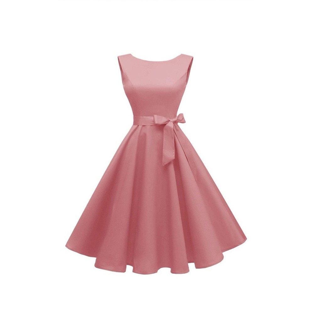 Hanpceirs Women's‎ Retro Boatneck Sleeveless 1950s Cocktail Dress Blush Size L